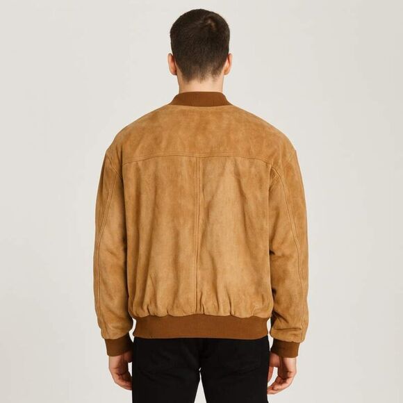 Roundtree & Yorke | Tan Suede Leather Bomber Jacket Size L | EUC - Picture 2 of 12